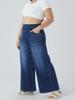 Pantalones Vaqueros Anchos de Talla Grande para Mujer, Transfronterizos, Nuevo Estilo, Alta Elasticidad, Adelgazantes, de Cintura Alta, Holgados, Desgastados, Casuales