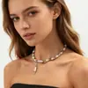 Joyería Transfronteriza Europea y Americana, Collar de Perlas Irregulares Personalizado de Moda, Moda Retro, Gargantilla con Diseño de Borla Irregular