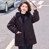 2026 Estilo Nuevo Chaqueta de Algodón con Temperamento y Forro Polar Grueso Cálido Ropa Exterior Casual para Madres de Mediana Edad Suelta con Capucha Versátil Ropa de Algodón