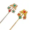Pasador de mariposa de tres flores con incrustaciones de diamantes, color que no se desvanece, electrochapado en aleación, adorno para el cabello de estilo antiguo, Hanfu, cheongsam