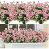 Flor artificial transfronteriza de 7 tenedores con hojas de eucalipto, nueva decoración de mesa de flores artificiales de seda violeta de Amazon.