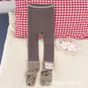 Calças Base Outono e Inverno para Meninas Meias Largas Gato KT com Lã e Calças de Nove Pontos Emendadas Espessas Meia-Calça Quente para Bebês