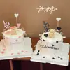 214 Dia dos Namorados Urso Sentado Fofo Decoração de Bolo Enfeites Confissão de Casal Coração Amor Acrílico Inserido