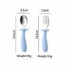 Acero Inoxidable 304 Mango de Silicona Transfronterizo Tenedor y Cuchara para Niños Cuchara para Comer Bebé Tenedor Mango Curvo Cuchara de Entrenamiento para Niños Pequeños