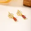 Brincos de Flor de Rosa de Cobre com Zircônia de Luxo Leve para Mulheres, Brincos Versáteis de Alta Qualidade, Brincos de Personalidade da Moda Europeia e Americana Atacado