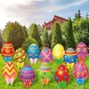 Cartel de Jardín de Pascua con Huevos de Colores y Lazos, Decoración Impermeable y Resistente a la Decoloración para Césped y Jardín al Aire Libre