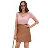 Falda de Cuero PU Talla Europea Nueva 2024 Falda Elástica Retráctil Verano Falda Corta de Cuero para Damas Europeas y Americanas Ropa de Mujer Transfronteriza