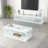 Mueble para TV de Sala de Estar Vidrio Templado Mueble para Sala de Estar Mesa de Centro Moderna Simple Combinación Mueble para TV Mesa de Centro de Hierro Forjado