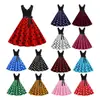 Fuente de fábrica 2021 Moda Patchwork Estampado de Lunares Sin Mangas Burnout Estampado de Lunares Fiesta Vestido de Baile