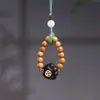 Moneda de Cobre Incrustada Pata de Gato Accesorio DIY Sándalo Atrae Dinero Correa para Teléfono Llavero Colgante