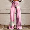 Estación Independiente Xiyin Aliexpress Nuevo para Europa y América Pantalones de Campana 3D con Transferencia de Calor Pantalones de Tela Simulada de Mezclilla Pantalones Sueltos