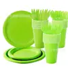 Set de Suministros para Fiesta Transfronteriza Vaso de Plástico Plato de Plástico Combinación de Cuchillo Tenedor Cuchara Tema Fiesta de Cumpleaños Decoración de Evento