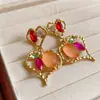Pendientes Colgantes Exquisitos de Corazón Colorido con Diamantes de Aguja Plateada Temperamento Exquisito Pendientes de Nicho Moda Versátil Pendientes de Gama Alta para Mujeres