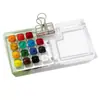 Mini Pintura Acuarela Caja Nogal Caja Acrílica Cuaderno Portátil Bocetos Viajes Libro de Pintura Mezcla de Colores