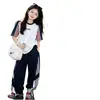 Roupa Infantil para Meninas, Conjunto de Duas Peças Novo de Verão, Camiseta Fina de Manga Curta e Calça Longa, para Crianças Maiores, Conjunto Esportivo da Moda Combinando Pai e Filho