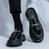 Sandalias de Media Punta para Hombre, Zapatos sin Cordones, Mocasines para Hombre, Zapatos de Cuero con Suela Gruesa que Aumentan la Altura, Zapatos Pequeños de Cuero de Comercio Exterior para Hombre