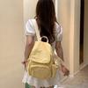 Mochila Ligera Tela Simple Lavable Mochila Escolar Pequeña Estudiante Femenina Viaje Mochila Amarillo Crema Ocio al Aire Libre Bolsa de Mamá