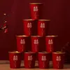 Copos de Papel Descartáveis para Casamento Copos Espessados com Folha de Ouro Copos para Banquete de Casamento Copos Vermelhos para Celebração de Casamento em Casa Copos de Água Copos de Chá Fábrica