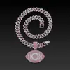 Collar Colgante Ojos de Ángel Diamante Rosa de Dos Tonos Ojos Grandes Joyería Hip-Hop Transfronteriza Europea y Americana Joyería de Moda para Mujer Venta al por Mayor