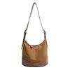 Bolso cubeta patchwork esmerilado de diseño único para mujer, bolso de mano para ir al trabajo con un toque de alta gama, bolso de hombro y cruzado retro a la moda