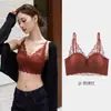 Sujetador francés de encaje puro, sensual y con escote en V profundo para mujer, con soporte suave tridimensional, efecto push-up, tirantes finos y hermoso diseño de espalda en forma de U