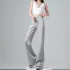 Pantalones acampanados grises para mujer, nuevos pantalones deportivos casuales de cintura alta para primavera-verano, pantalones de campana holgados estilo americano para estilizar
