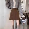 Falda Corta de Lana Negra Línea A para Mujer, Otoño e Invierno 2025, de Cintura Alta, Moderna, Adelgazante, Casual, que se Ajusta a la Cadera, Falda Media Versátil