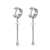 Aretes de Acero de Titanio para Hombres, Clips para Oreja sin Perforar, Pendientes Largos con Cadena y Borla Hip-Hop de Moda para Mujeres, Diseño Personalizado