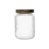 Bote para Té de Madera de Acacia Estilo Japonés Tapa con Textura Martillada Frasco Sellado de Vidrio de Alto Borosilicato Simple a Prueba de Humedad Jarra de Gran Capacidad para Granos