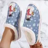 Pantuflas de algodón de invierno para mujer, estampado de dibujos animados de muñeco de nieve, cálidas, a la moda, modernas, pantuflas de felpa para interior del hogar