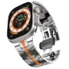 Adecuado para Apple Watch Acero Inoxidable Color Titanio Metal Iron Man Correa de Reloj Integrada Mejorada Transfronterizo
