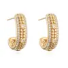 Brincos em Forma de C Banhados a Ouro 18K Cobre Estilosos de Nicho Europeu e Americano para Mulheres Moda Ins Retro Versátil Novos