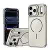 Adecuado para funda de teléfono Apple 17, panel trasero de vidrio anti-caídas de protección completa, soporte para lente, soporte magnético para iPhone 17 Pro
