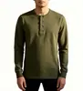 Camisa Henley Americana de Manga Larga para Hombre con Tapeta de Tres Botones Puños de Canalé para Primavera y Otoño Top Casual Básico de Punto