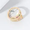 Anillo Abierto de Colores con Circonitas Diamantadas de Nuevo Estilo Transfronterizo con Acabado de Alta Gama, Diseño de Nicho, Lujo Ligero Coreano, Anillo Simple y Exquisito para Mujer