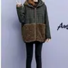 Abrigo de Lana de Cordero con Paneles de Algodón y Lana Invierno 2023 Nuevo Estilo con Capucha Abrigado Abrigo de Lana con Cuadros Acolchado para Mujer Moderno