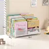 Estante vertical de escritorio para archivos, soporte simple para libros para estaciones de trabajo, organizador de archivos de escritorio, suministros de oficina y estante para documentos