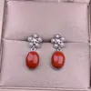 Pendientes Nanhong Plata S925 Incrustados Pendientes Cortos Exquisitos Cuentas de Concha Flores Coloridos Tesoro para Orejas Accesorios Moda para Viajar