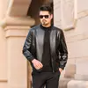 Nueva chaqueta de cuero para hombre con cuello alto de béisbol, cremallera, casual, cuello acanalado, chaqueta de moto para hombre, abrigo para hombre