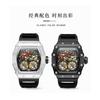 Reloj Mecánico Skone Tipo Barril Doble Tourbillon Estilo Richard Same Reloj Deportivo Automático Completo Impermeable para Hombre