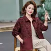 Nuevo y elegante atuendo de otoño para mamá: chaqueta corta de solapa con patchwork, holgada, a la moda y estilosa para mujeres de mediana edad y mayores