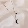 Tiktok Red Social Estrella Negra Luna simple collar de banda para el cuello joyería para el cuello elegante collar de personalidad cadena para la clavícula