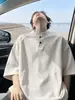 Camisa Polo Henley de Secado Rápido y Fresca, Manga Corta Desestructurada para Hombre, Ropa Holgada de Verano, Camiseta Deportiva Juvenil de Media Manga