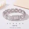 Pulseira de Hip-Hop Masculina Transfronteiriça Europeia e Americana Moissanita 1 Quilate Açúcar Cristal Pulseira de Prata Esterlina Marca Tendência Pulseira Personalizada Atacado