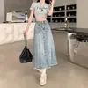 Falda midi vaquera para mujer, nueva colección primavera/verano 2026, de tiro alto, estilizante, casual, con abertura y dobladillo de cola de pez