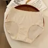 Pantaletas de Algodón de Color Natural para Mujer, de Cintura Alta, Antibacterianas, Entrepierna Extendida, Sin Costuras, Cómodas, Sencillas, Tallas Grandes de Algodón Puro para Mujer