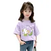 2026 Elegante Nuevo Patrón de Dibujos Animados de Niña Camiseta de Verano de Algodón Puro de Manga Corta para Niños Mayores