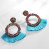 Pendientes étnicos con borlas, retro, exagerados, con diseño de encaje en abanico, pendientes transfronterizos, pendientes populares al por mayor