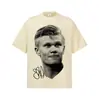 Camiseta de Manga Corta de Verano 2026 Nueva Haaland Copa del Mundo con Estampado de Retrato, Top Casual Retro Lavado con Nieve de la Alta Calle Americana
