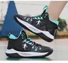 Zapatillas de baloncesto transfronterizas para hombre de caña alta juveniles de media caña para correr de baloncesto prácticas para suelo de cemento estilo pareja malla transpirable